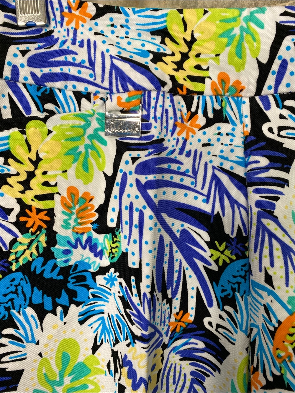 Lulu B stretch shorts tropical jungle leaf print pockets sports athletic beach - Picture 2 of 10